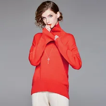 Solid elastic knit turtleneck loose sweater 2018 new long sleeve women autumn pullovers sweater