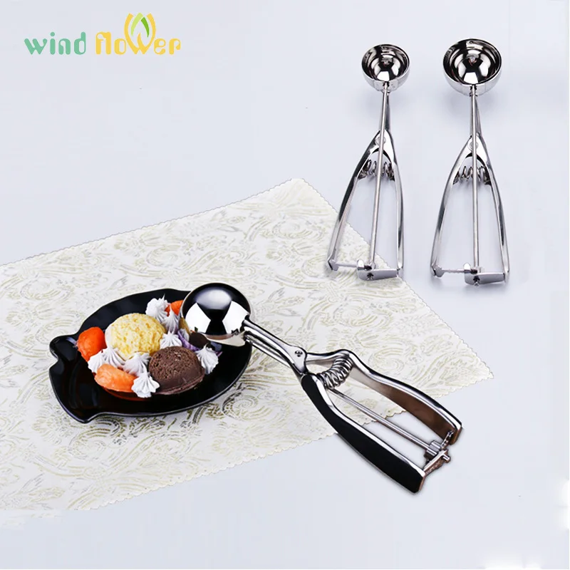 Wind flower Stainless Steel Kitchen Tool Ice Cream Stacks Spoon Mash Potato Fruit Scoop Kitchen Accessories