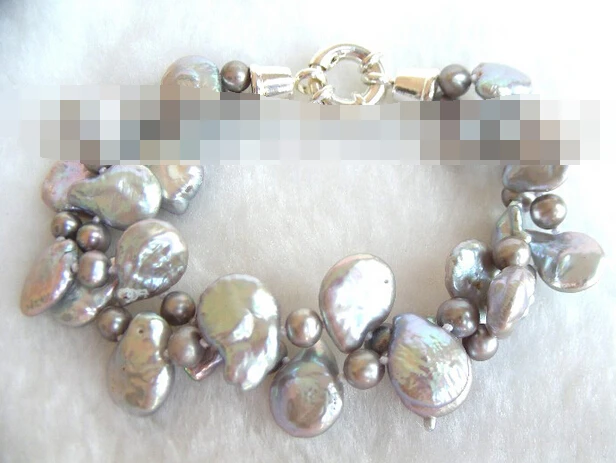 

FREE SHIPPING>>>@@ > 03772 gray coin freshwater pearls bracelet