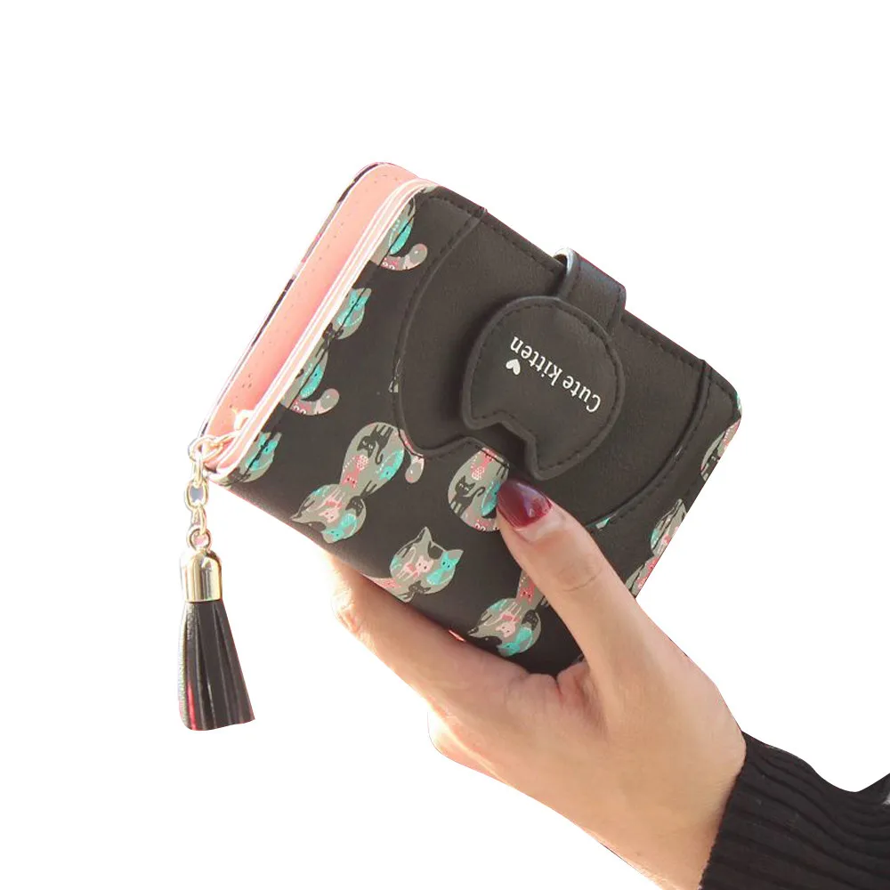 Mance 2016 womens wallets and purses Cat Purse Short Wallet Bags Handbags Card Holde tarjetero mujer billeteras mujer marca