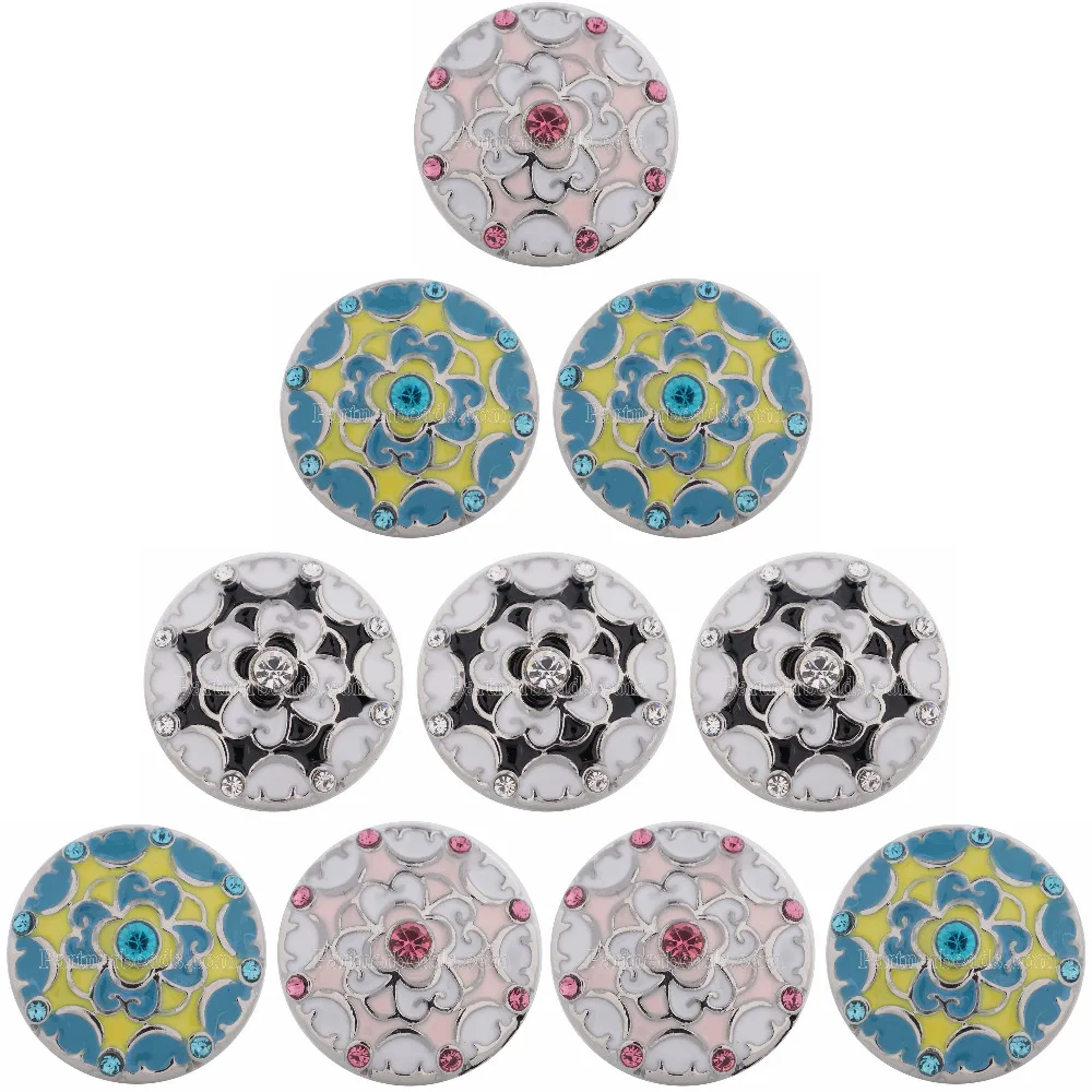 

10pcs/lot New colorful Snap Jewelry Mixed Beautiful Gorgeous flower 18mm Snap Buttons For DIY Snap Bracelet 2018 new jewelry