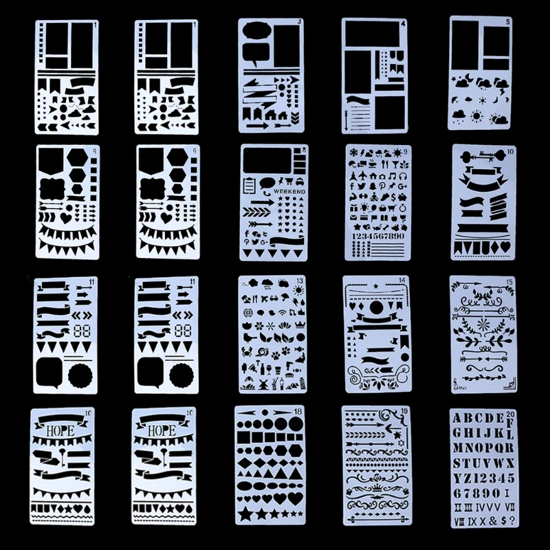 DIY Scrapbooking Accessories 20 Patterns to Choose Different Painting Stencil DIY Home Planner Scrapbooking Album Craft Art