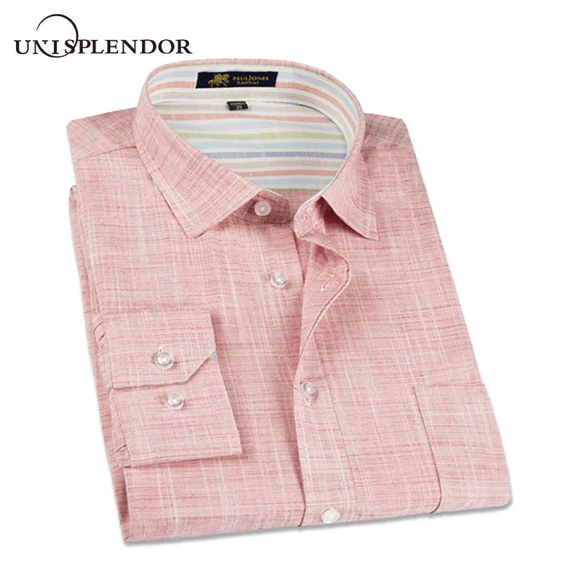 Najtaniej 2020 nowa wiosna lniana koszula na co dzień mężczyźni z długim rękawem klasyczne męskie ubranie koszule Slim Fit Solid Color Man modna koszula 3XL YN10011