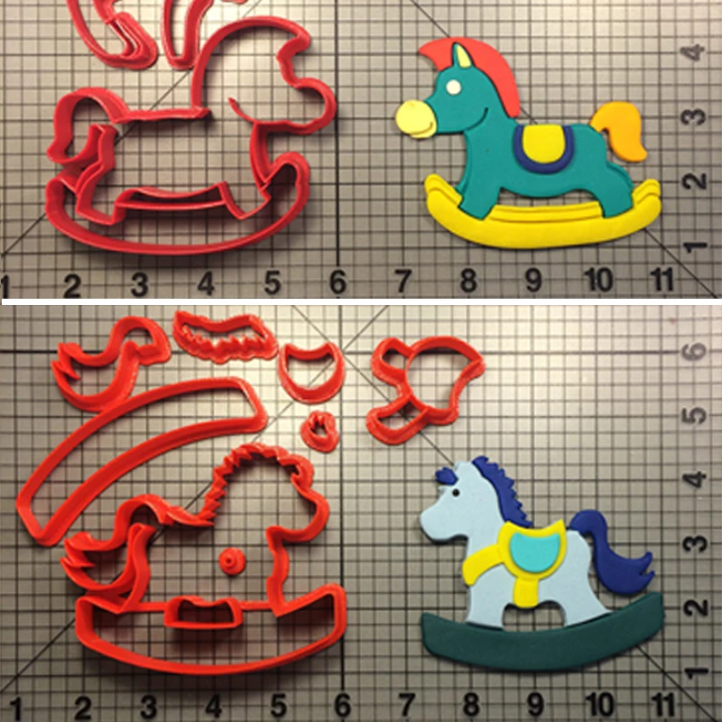 Cute Baby Rocking Horse Cookie Cutter Set For Cake Mould Made 3D