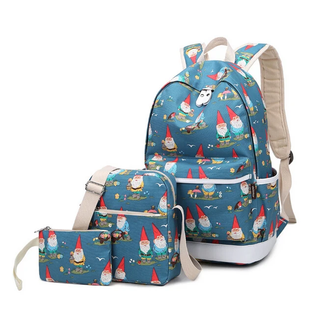 Women Christmas Backpack Canvas Printing Santa Claus School Bags Teenagers Girls Backpacks Cute Schoolbag Lady Bookbags Female bookbags-for-girls