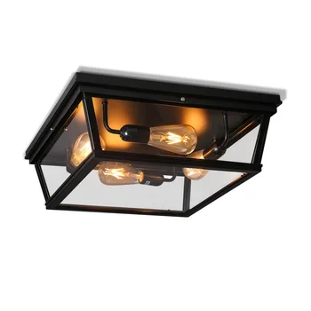 

DOXA American Rustic LED Ceiling Lamps Iron Glass Vintage Lamparas De Techo Black Loft Ceiling Light Fixtures Bedroom Plafonnier