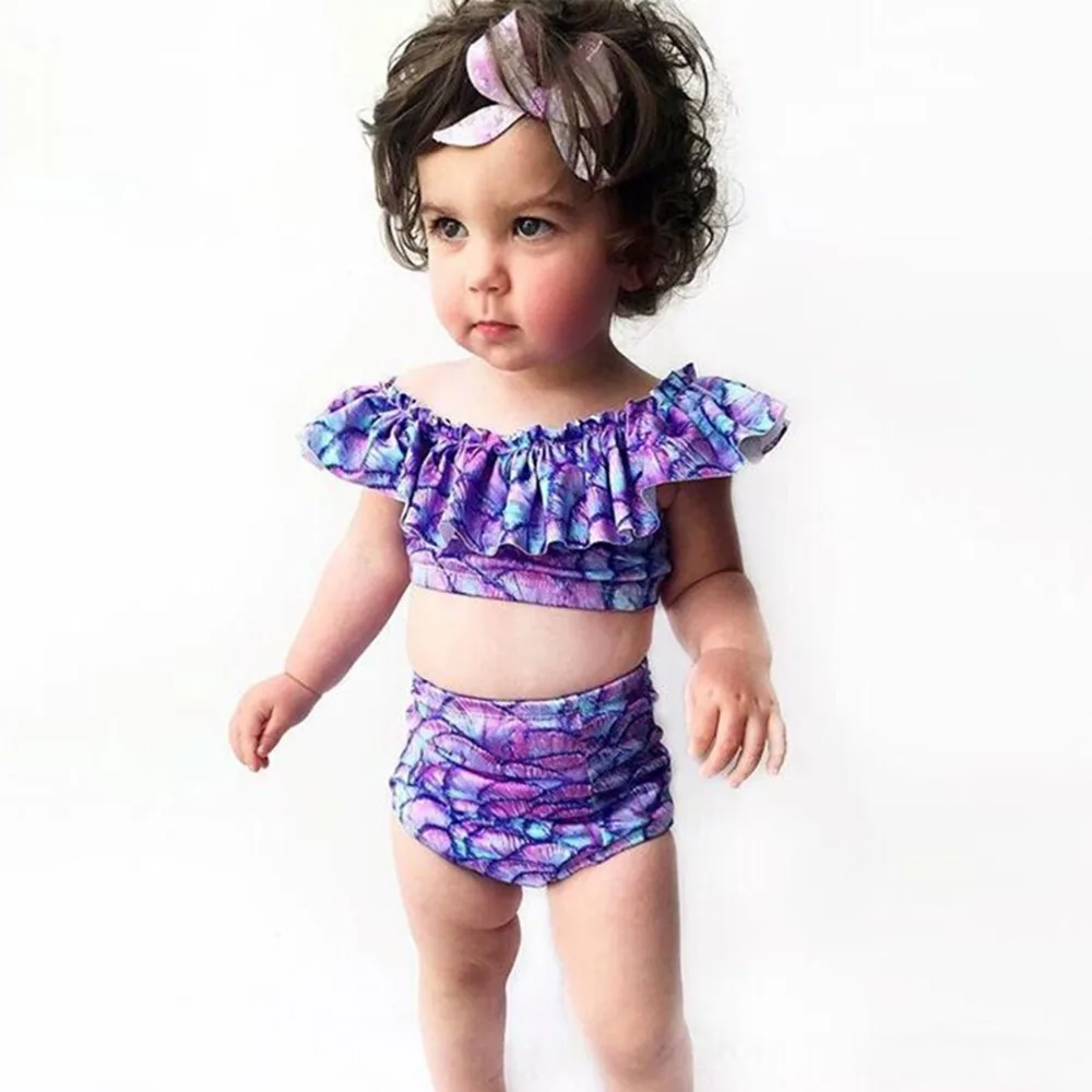 Новинка года; купальный костюм Русалочки для маленьких девочек; детский купальный костюм из двух предметов; купальный костюм принцессы; пляжная одежда