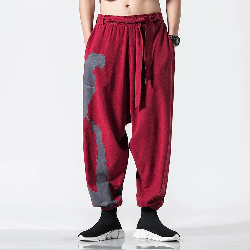 

Chinese Style New Men's Flax Loose Leisure Pants in Spring and Summer of 2019