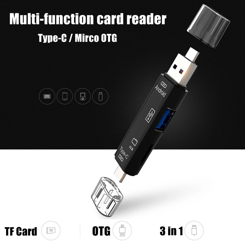 

5 in 1 USB 3.0 Type C / USB / Micro USB SD TF Memory Card Reader OTG Adapter