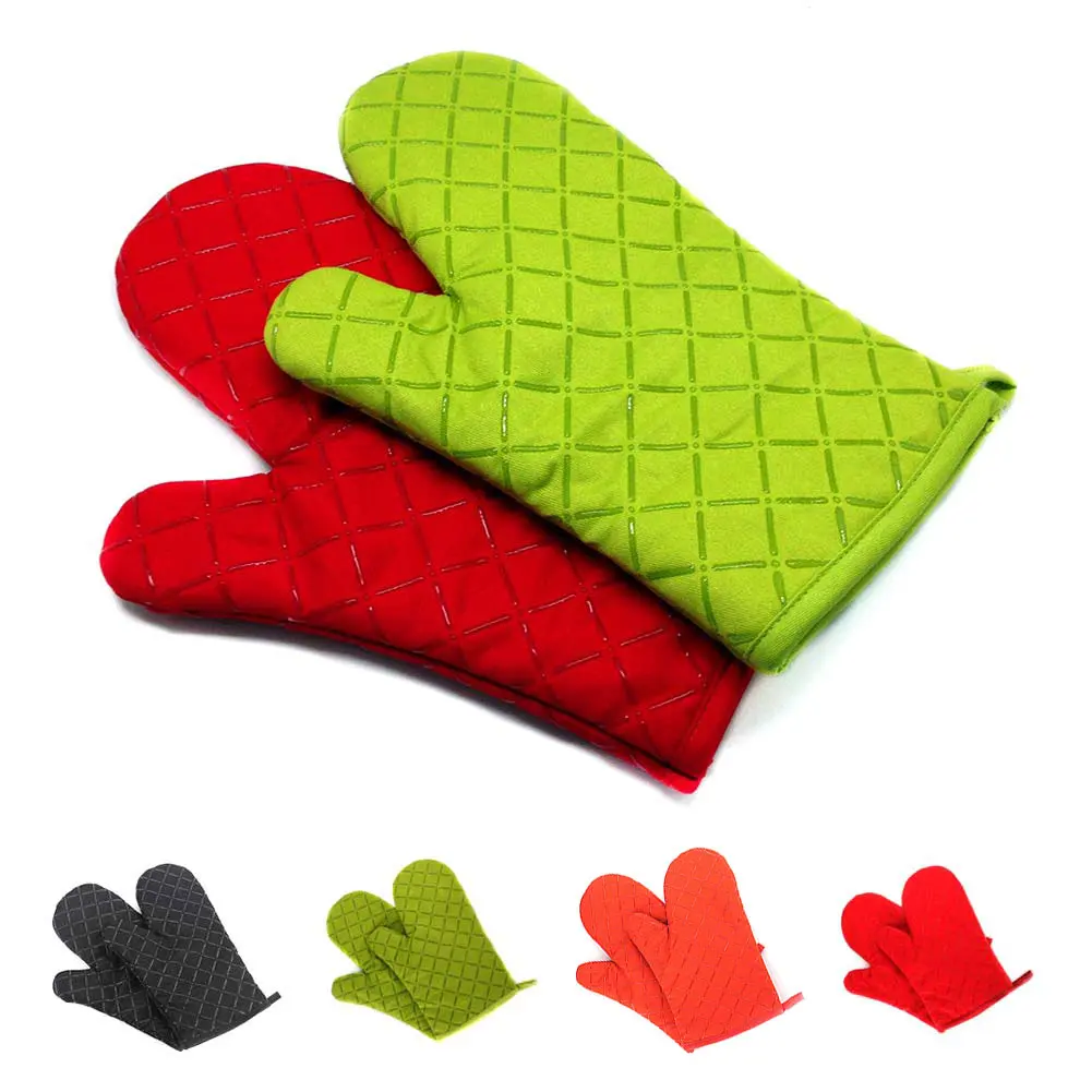 1pair Microwave Oven Gloves Insulation Oven Mitts Non Slip Kitchen BBQ