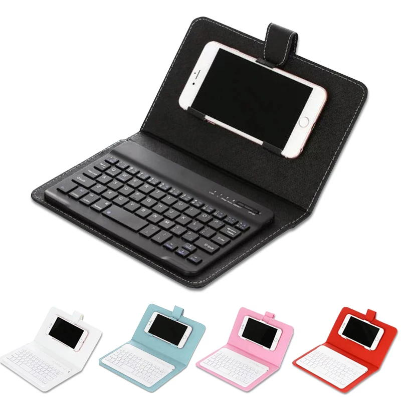 

Portable PU Leather Keyboard Cover Case Phone Wireless Bluetooth Keyboard for iPhone Android XXM8