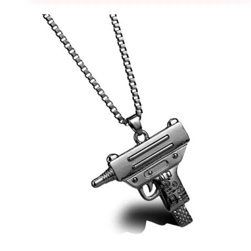 Подвески в виде пистолета, ожерелье с пулеметом, мужское ожерелье в стиле хип-хоп, ювелирная цепочка, колье - Окраска металла: black