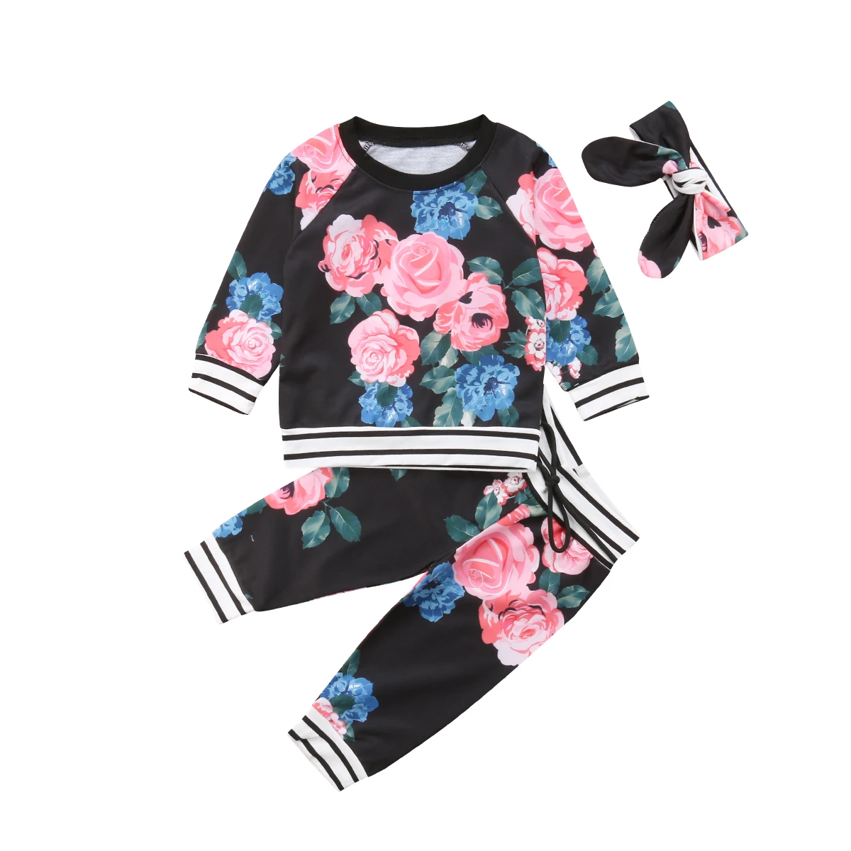 Kids Baby Girls Flower Clothes Hoodies Shirt Pants Tracksuit Clothes Outfit Set