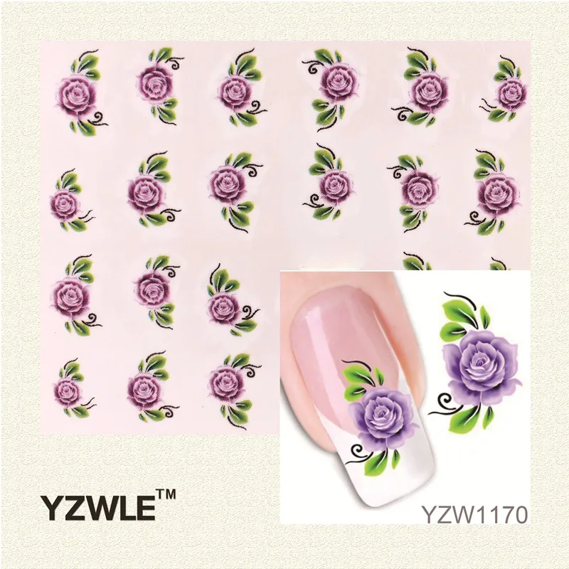 

YWK 1Pcs Nail Art Water Sticker Nails Beauty Wraps Foil Polish Decals Temporary Tattoos Watermark(YZW1170)