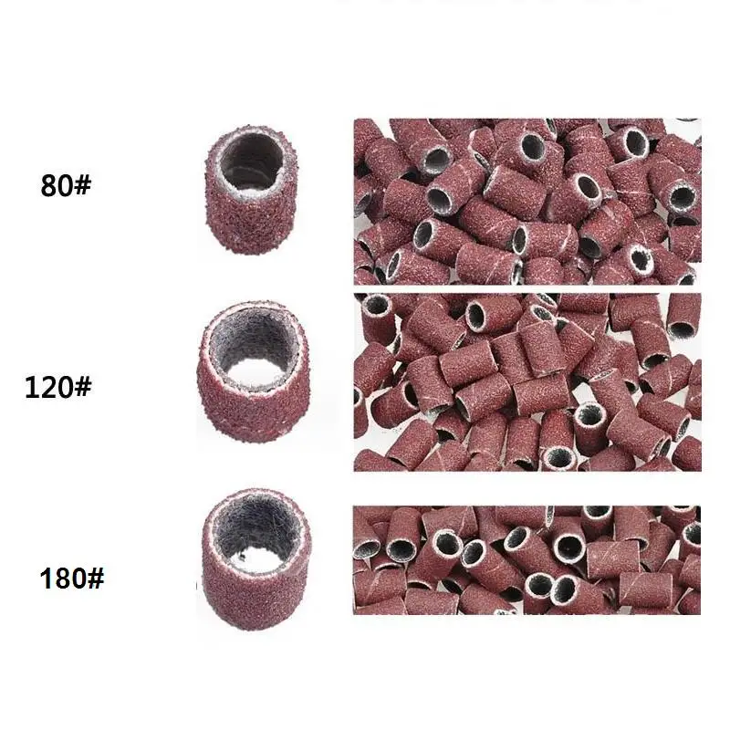 100 шт./упак. Фрезер для ногтей, сверлильный специальная шлифовка бандажей кольцо шлифовальный песок головка полировщик предметов первой необходимости песок круг Маникюрный Инструмент