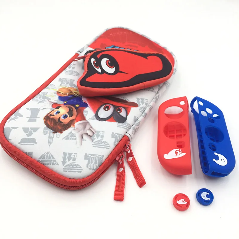 

4 in 1 Silicon Case & Grip Cover Keychain For Switch Limited Edition Carrying Case Pouch Bag