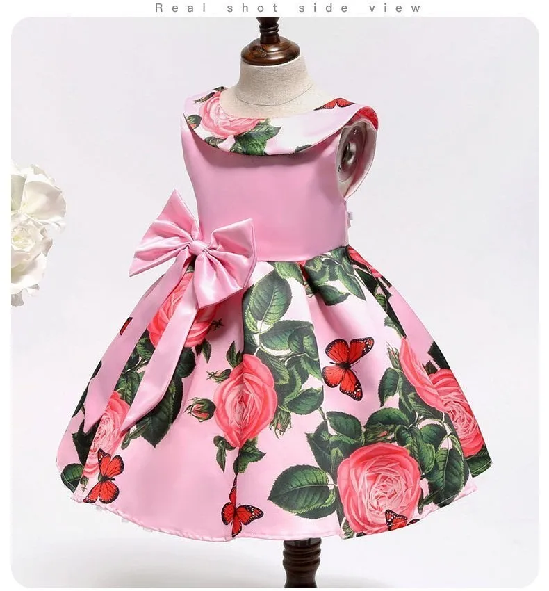 Aile Rabbit New Fashion Sequin Flower Dress Party Birthday Wedding Princess Toddler Baby Girls Clothes Children Kids Dresses - Цвет: pink 8003A