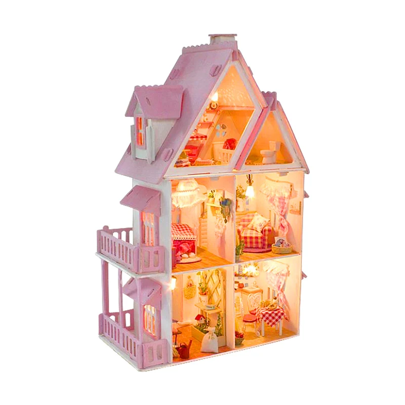 Big Size Three Layer DIY Doll House Large Wooden Doll Houses Miniature Dollhouse Furniture Kit Birthday Gift Toys for children