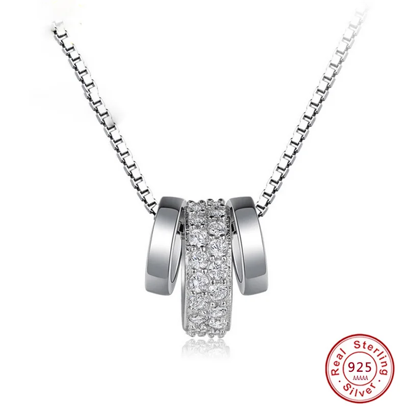 

Personalized 1pc 925 Sterling Silver Infinity Double Circles Necklace for Girls Interlocking Circles Pendant Necklace
