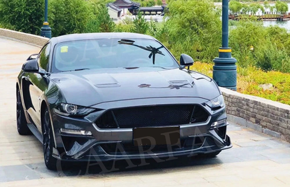 Углеродное волокно передний бампер губы разветвители спойлер для Ford Mustang FRP автомобиля разветвитель кузова Комплект