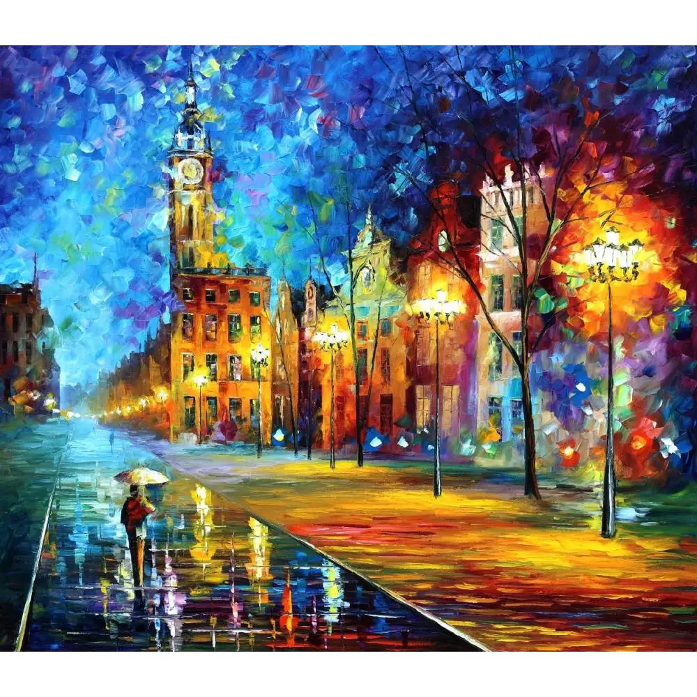 Toile mur photos pop art vieille ville IV palette couteau