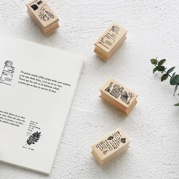 

1pcs Poem of The Leaves Series Wooden and Rubber Stamps for DIY Craft Diary Notebook Scrapbook Photo Album Decoration