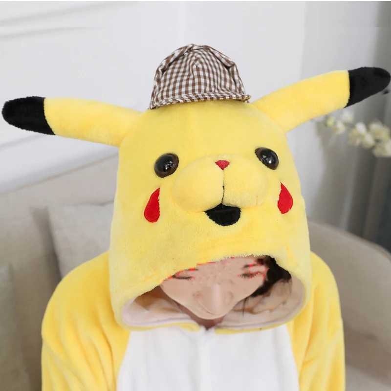 New Pokemon Kigurumi Pajamas Cartoon Pikachu Onesies For Adults Women Men Flannel Pyjamas One-Piece Pijamas Halloween Costume (2)