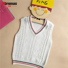 Осень-зима; свитера для маленьких мальчиков; теплая кашемировая шерсть; Однотонный детский пуловер для мальчиков; трикотажный модный жилет с v-образным вырезом; детская одежда