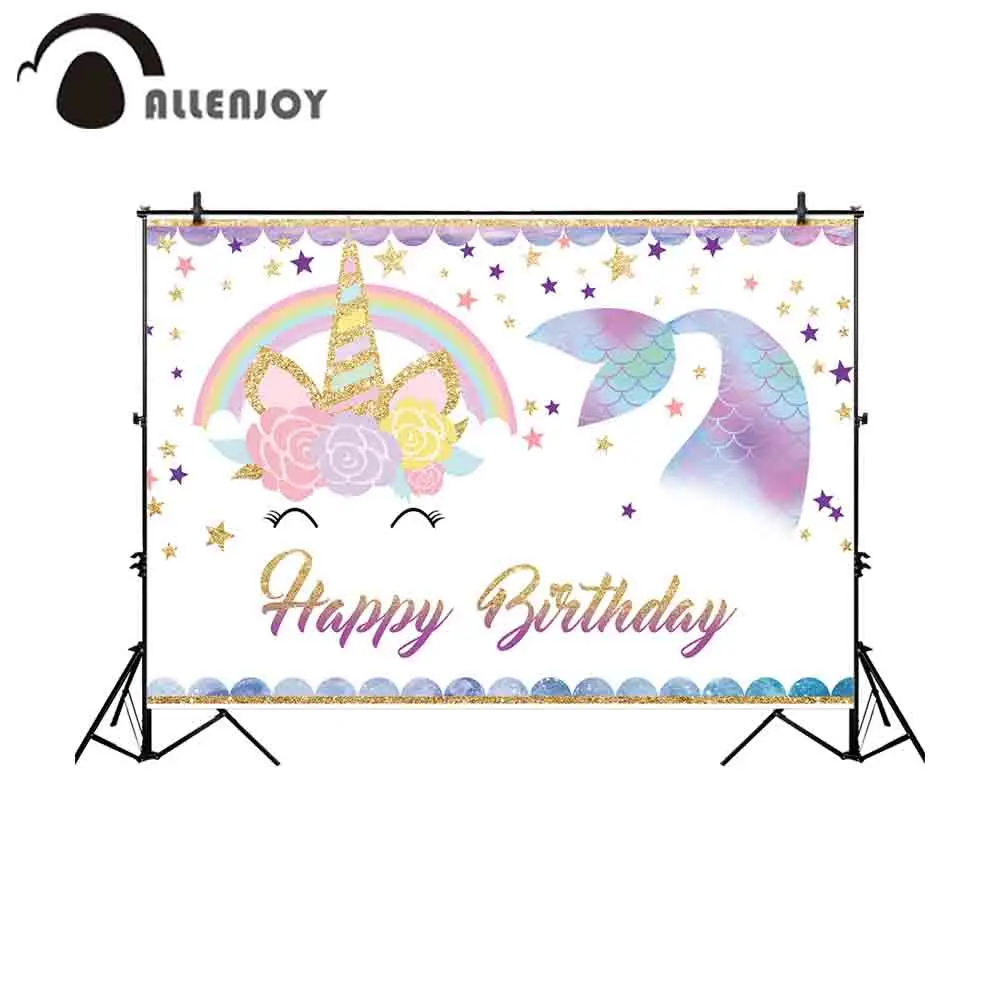 

Allenjoy fotografia background unicorn mermaid twinkle stars birthday party celebration scale photography backdrops photo