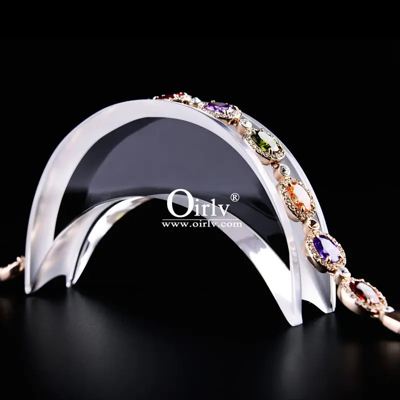 Oirlv Transparent Acrylic Jewelry Necklace Pendant Long Chain Display Crescent Style Prop Holder (2)