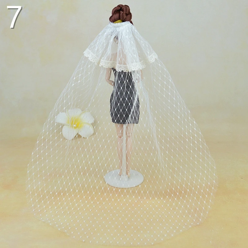High Quality Handmade Doll Accessories Long Veil Wedding Veil For Barbie Dolls Wedding Dress