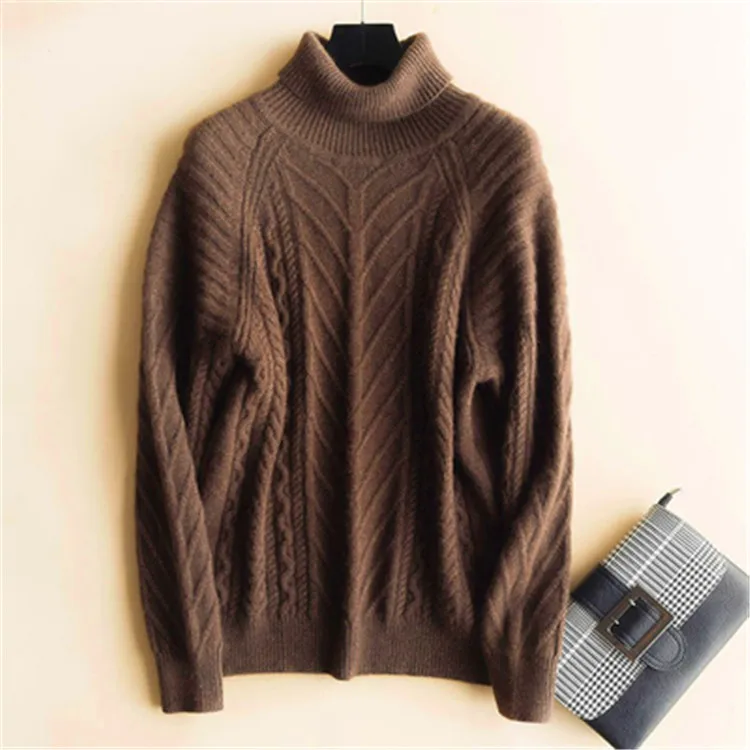 Détail Lâche Col grey Vintage Chandail Solide Haut Pull S Au 2xl En camel Femmes 100 Gros Court Épais Tricot caramel Cachemire Black zgqw5aCa