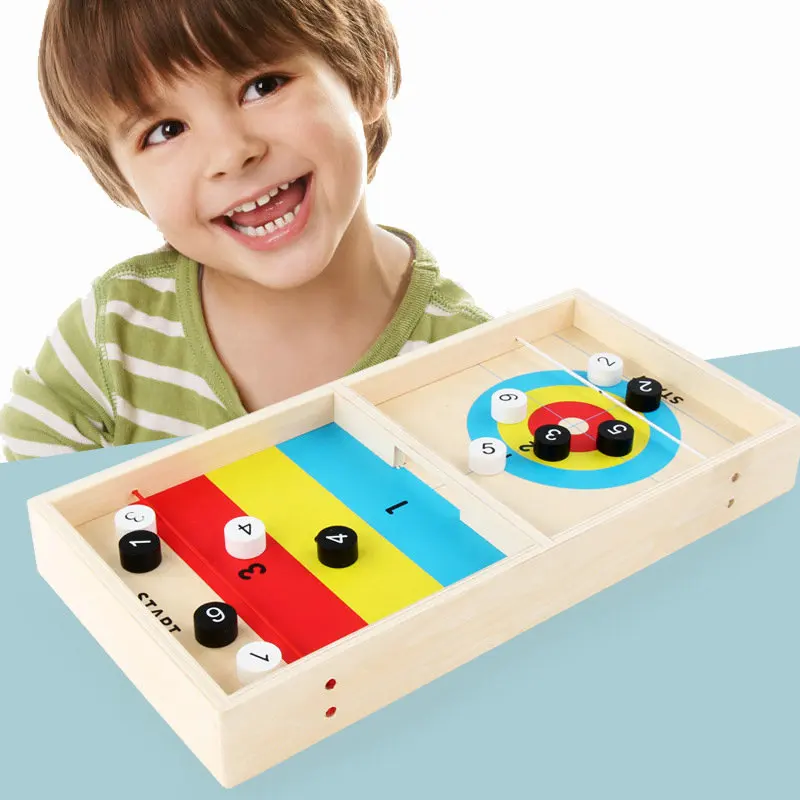 

Ice Fox Ball board games adults Wooden toys Table games Curling Ball Kindergarten supplies mini wood table toy Montessori gift