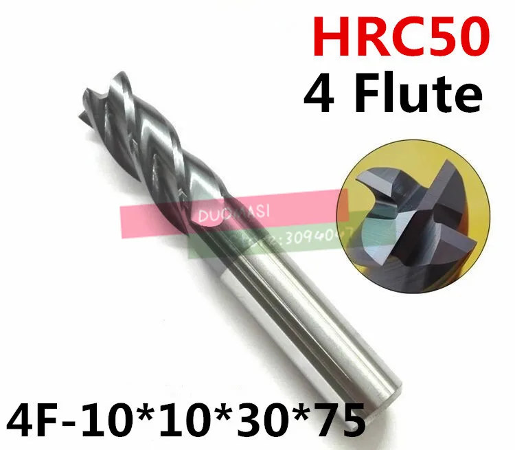 

4f-10*10*30*75,hrc50,carbide End Mills,carbide Square Flatted End Mill,4 Flute,coating:nano,factory Outlet Length