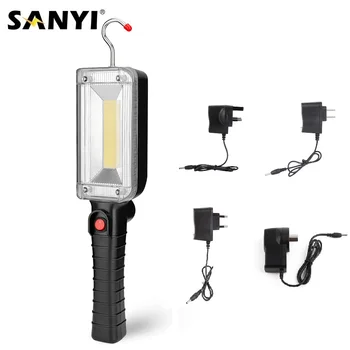 

USB Rechargeable Portable Lantern COB LED Flashlight Hook Hanging Torch Work Lamp for Auto Inspection Repairing Built-in Battery