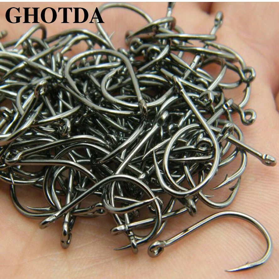 

100pcs/box High Carbon Steel Fishing Hook #4 #6 #8 #10 #12 Fishhooks Pack