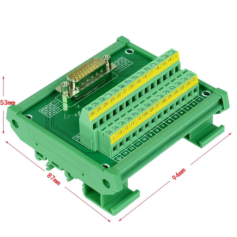 DB26 D Sub DIN Rail Mount Interface Module , DB26 male Breakout Board ...