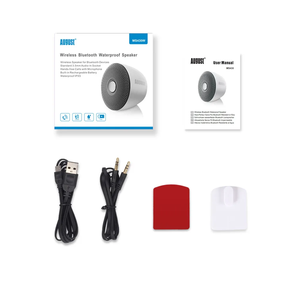 August MS430 Bluetooth Speaker - White