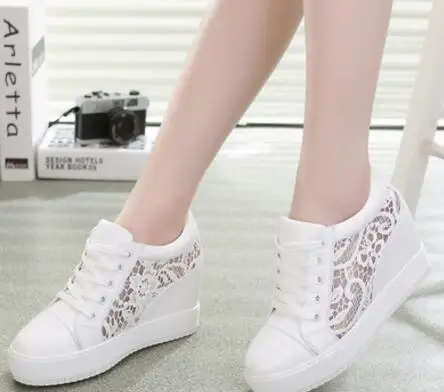 

2017Black White Free Shipping Hidden Wedge Heels Fashion Women's Elevator Shoes Casual Shoes For Women wedge heel cheap