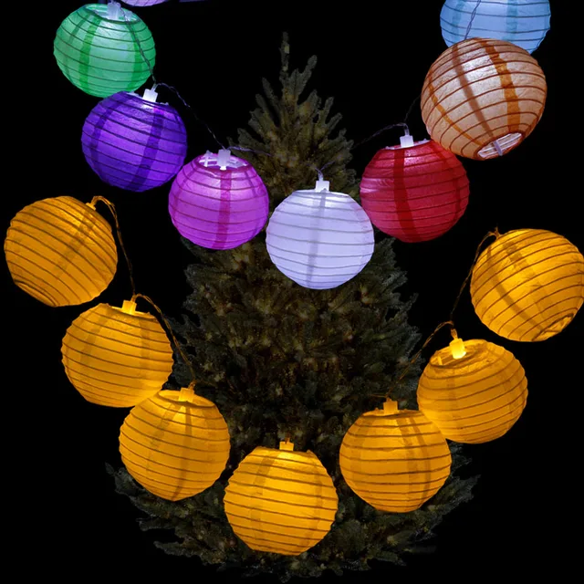 20pcs/set 4Inch Warm White Paper Lantern LED Colorful Hanging Lampion