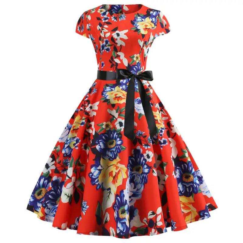 Bebovisi женские летние новые стильные платья повседневные офисные размера плюс элегантные Винтажные Платья с цветочным принтом Короткое облегающее платье - Цвет: 5208