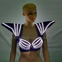 Full Color LED Light Costumes Clothes Luminous Sexy Vest And Bra For Women Ballroom Dance Cosplay Halloween Suit Free Shipping
