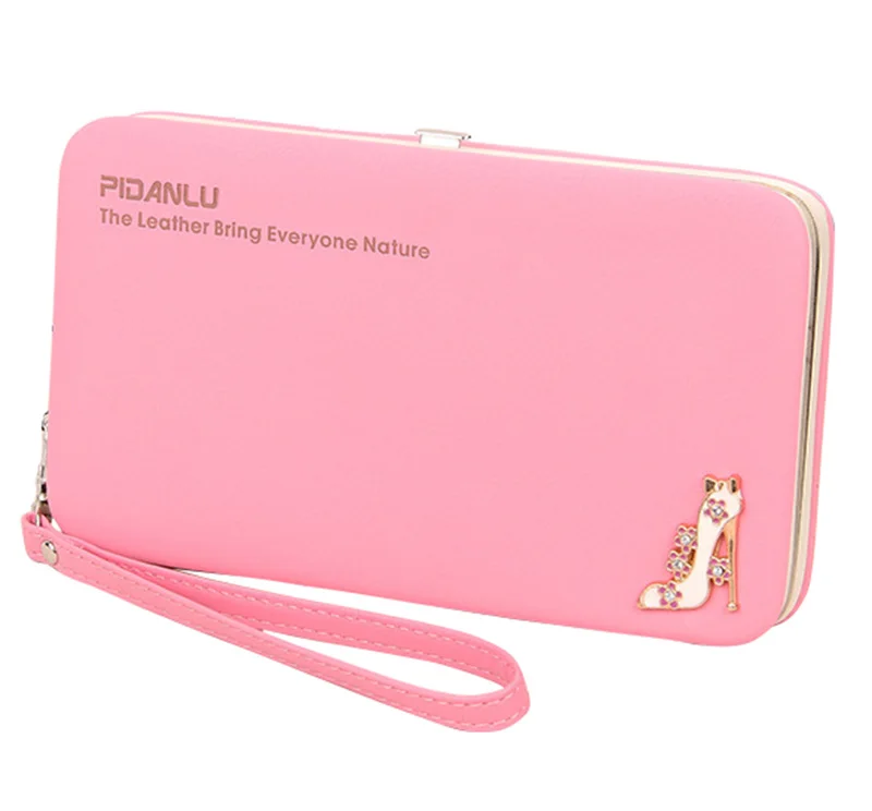 

Multi-function large size mobile phone bag ladies wallet long purse high heels and letters to do the decoration of the wallet