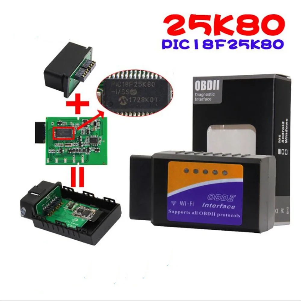 

WiFi ELM 327 Wifi327 OBDII Diagnotic Interface With 25K80 Chip ELM327 Wifi OBD2 Code Reader