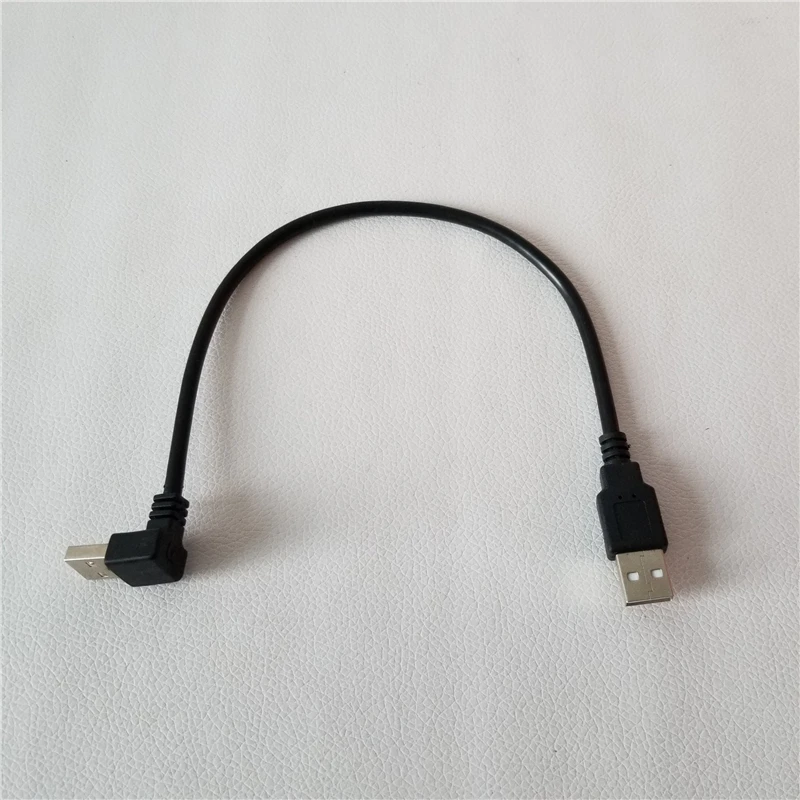 

100pcs/lot 90 Degree Down Angle USB Type A Male to Male Adapter Data Transfer Extension Power Cable Wire 25cm Black