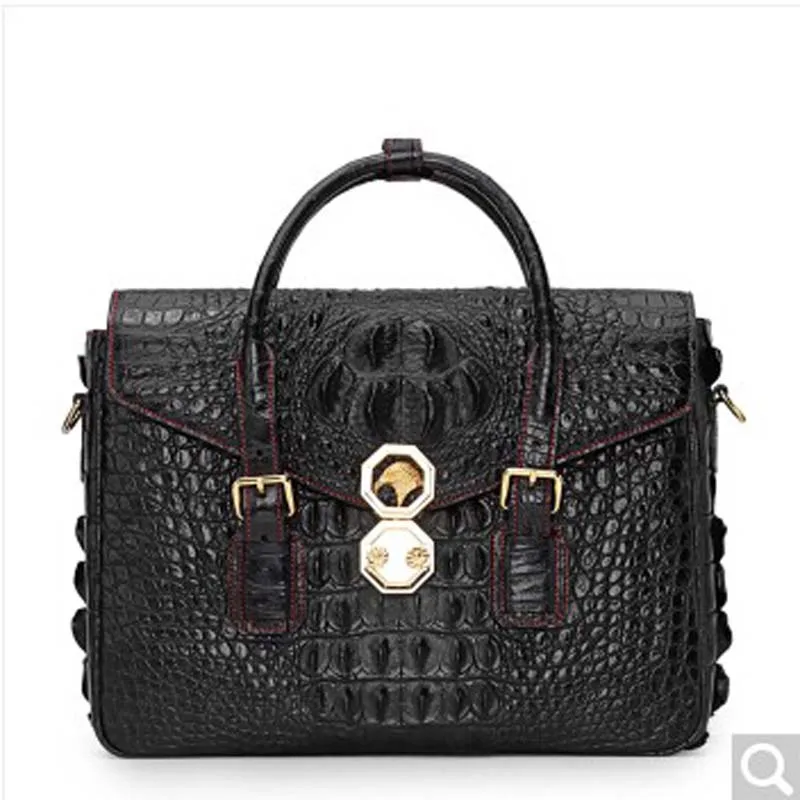 

kaisadadi Man Crocodile leather briefcase leisure business computer men handbag multifunctional handbag black