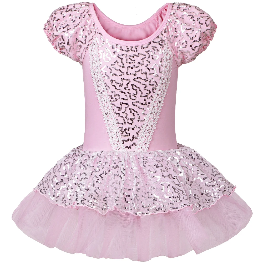 Buy Cheap 2016 Good Quality Kid Girls Short Sleeve Pink Ballet Dress Leotards Ballet Dress Gymnastic Dress with Sequin For SZ 2~8