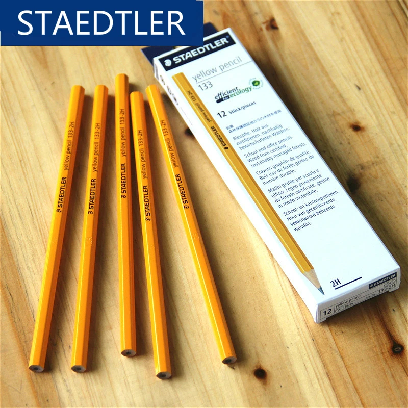 Германия STAEDTLER 133 # шестигранный желтый стандартный карандаш 2H/HB/2B 12 шт./корд.
