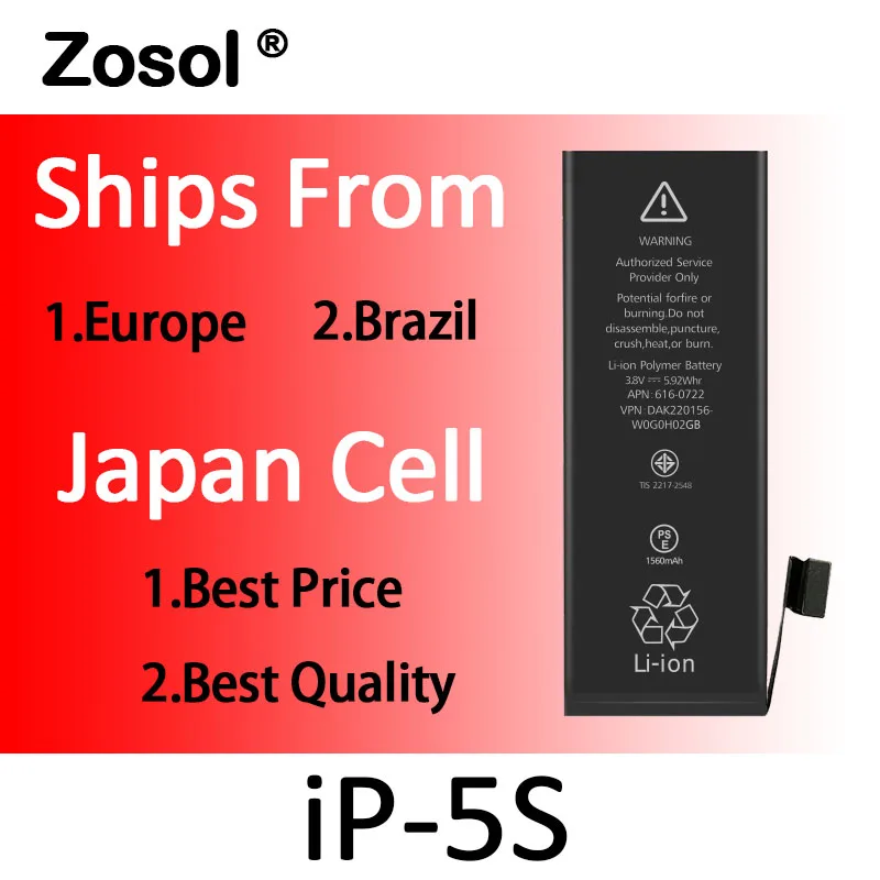 

5pcs/lot Origin Japan Cell Battery For iPhone 5S iPhone5s Replacement Batterie Internal Bateria For iPhone 5S