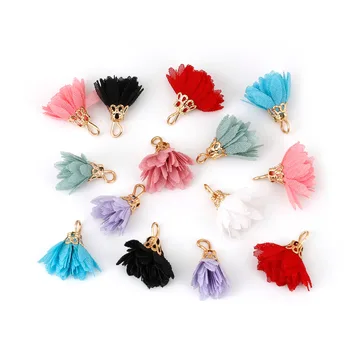 

10pcs/lot 18mm Flower Tassel Straps Gold Caps Mini Tassels For Keychain Cellphone Jewelry Making Craft DIY Earring Findings